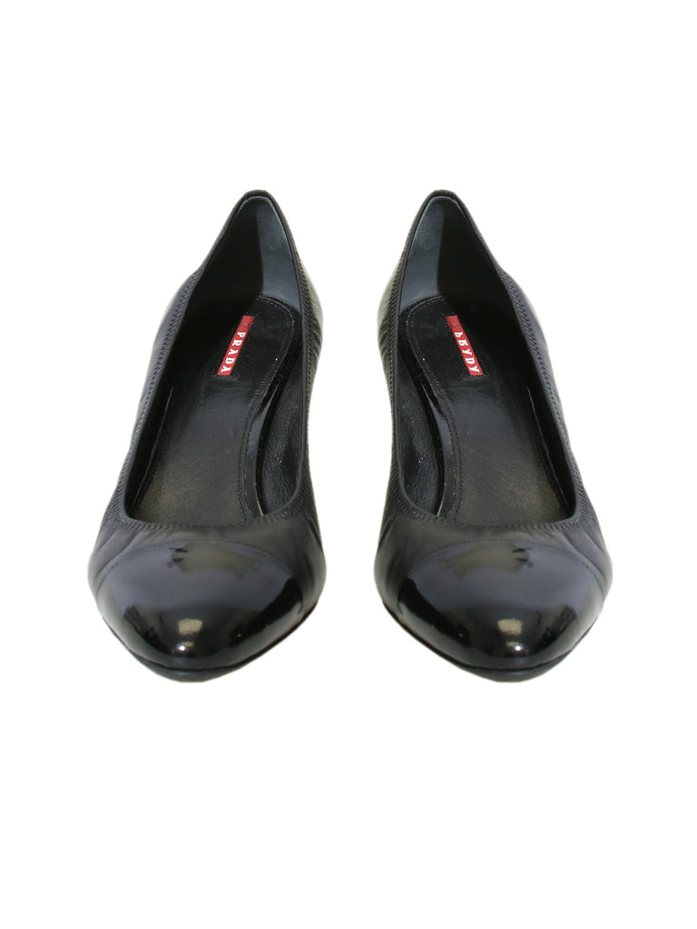 Prada Round Toe Leather Pumps