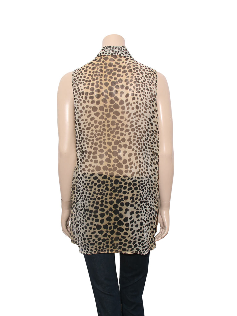 Equipment Sleeveless Leopard Silk Blouse