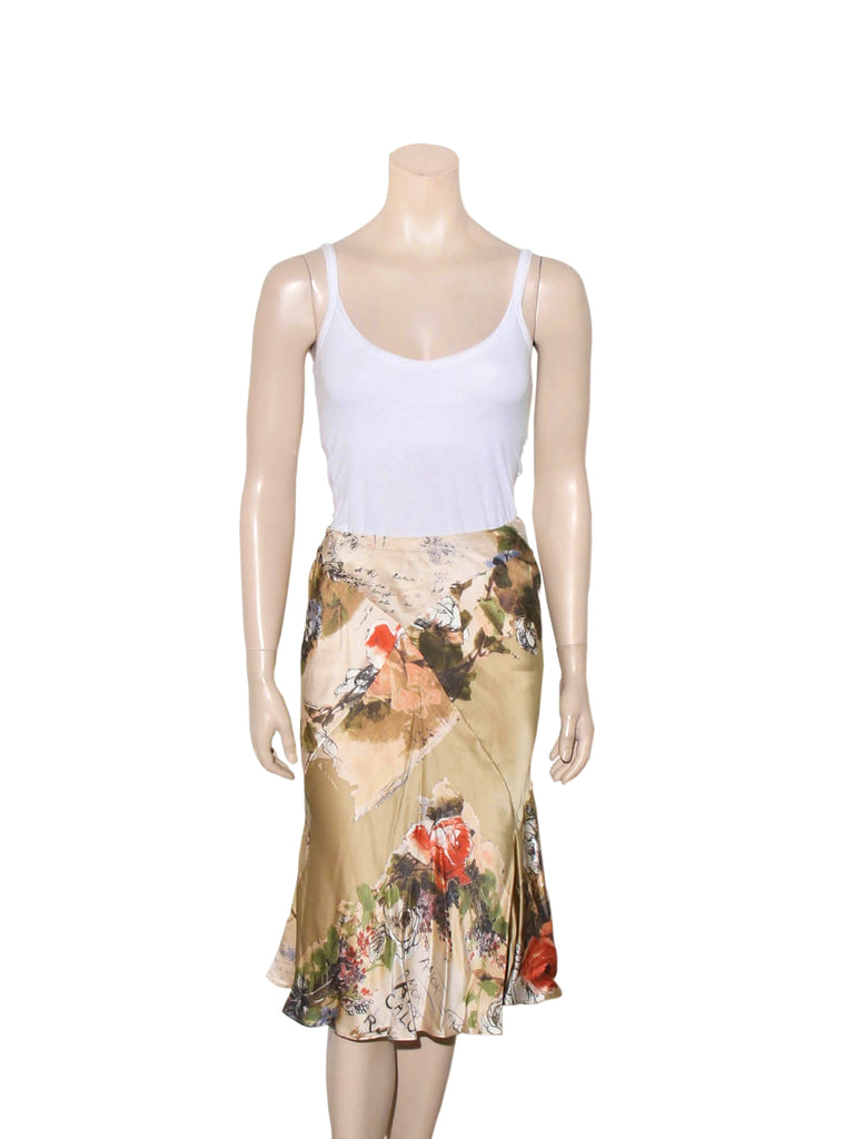 Roberto Cavalli Printed Silk Skirt