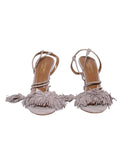 Aquazzura Wild Thing 105 Suede Fringe-Trimmed Sandals