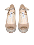 Jimmy Choo Suede Snakeskin-Accented Pumps
