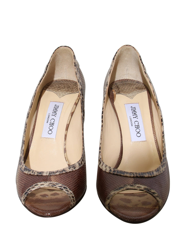 Jimmy Choo Embossed Open-Toe Pumps