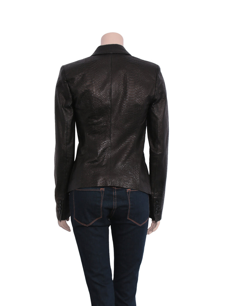 Rachel Zoe Leather Snakeskin-Embossed Blazer