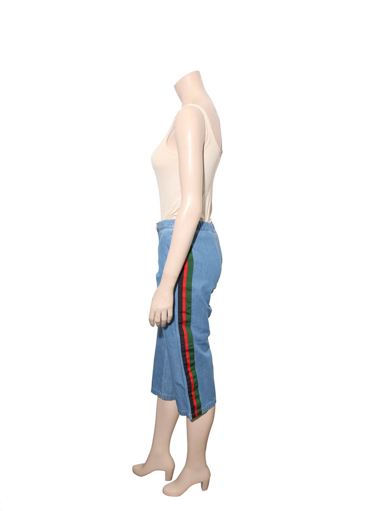 Gucci Denim Striped Cropped Pants