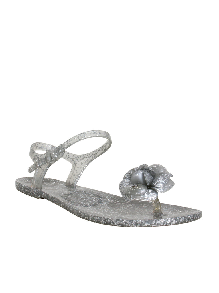 Camellia Accent Rubber Flat Sandals