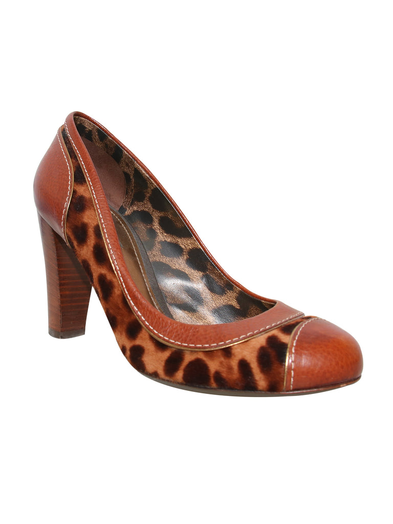 Dolce & Gabbana Leopard Print Pony Hair Pumps