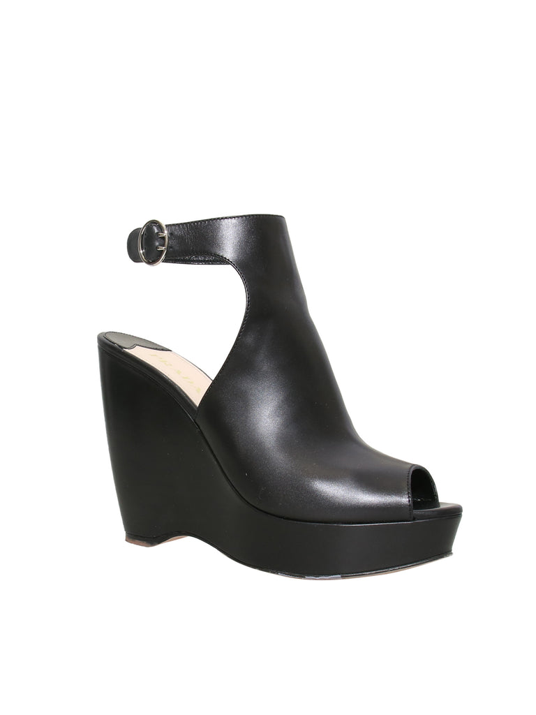 Prada Leather Wedge Sandals
