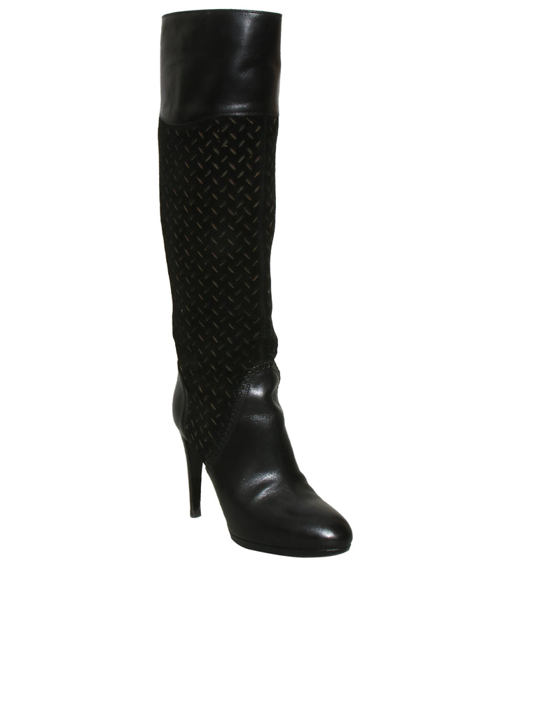 Suede and Leather Knee High Boots