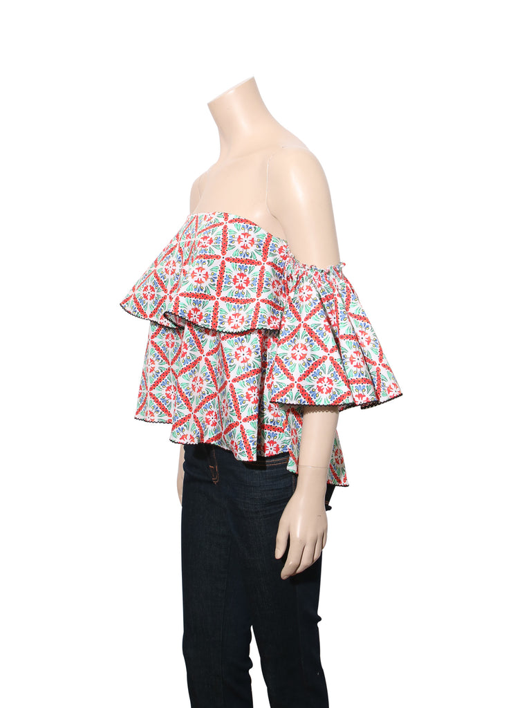 Caroline Constas Printed Off-The-Shoulder Top