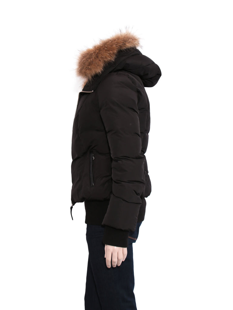 Mackage Romane Bomber Cut Down Jacket with Fur Hood