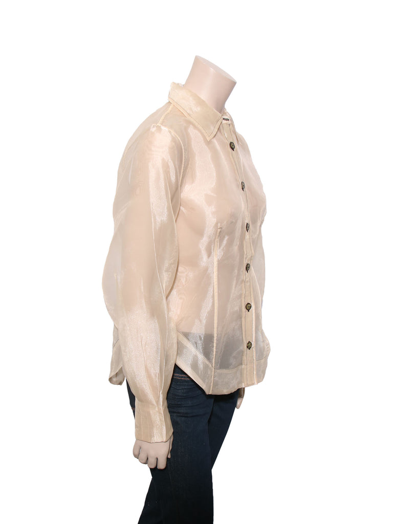 Ganni Sheer Button-up Top