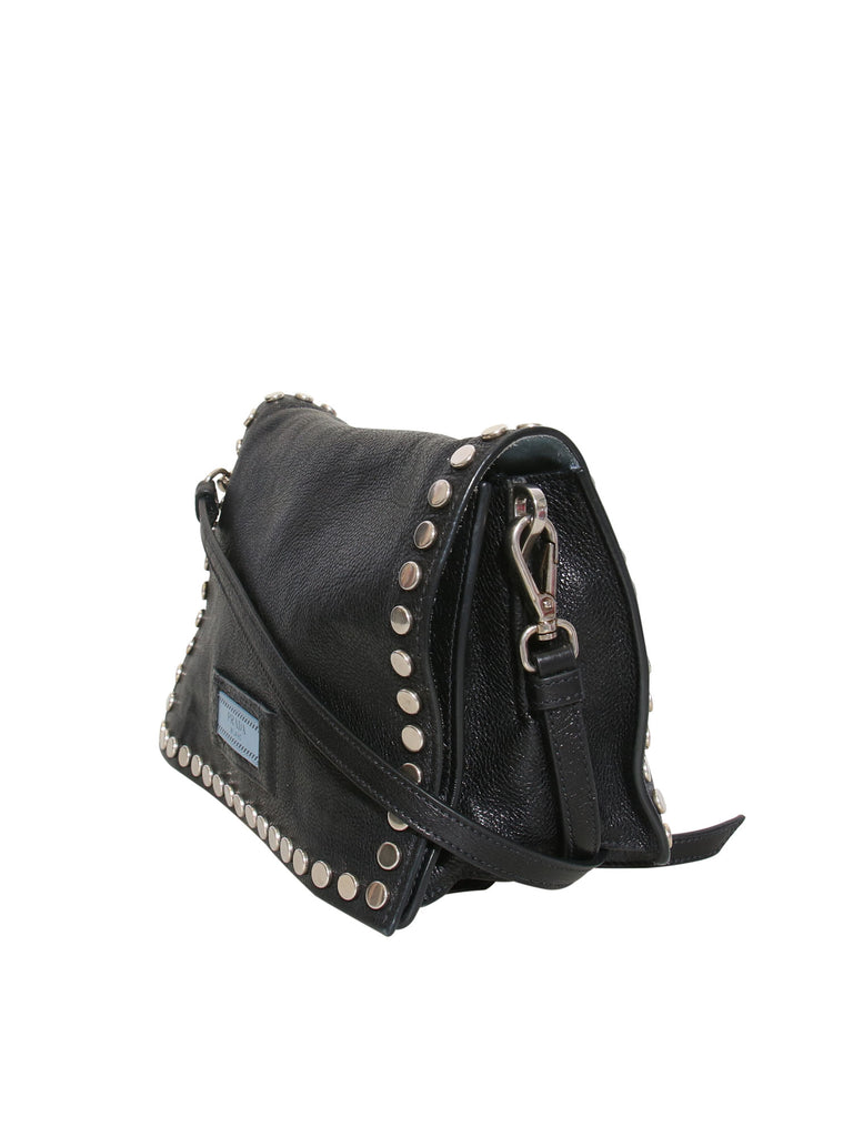 Prada Etiquette Studded Textured-Leather Shoulder Bag