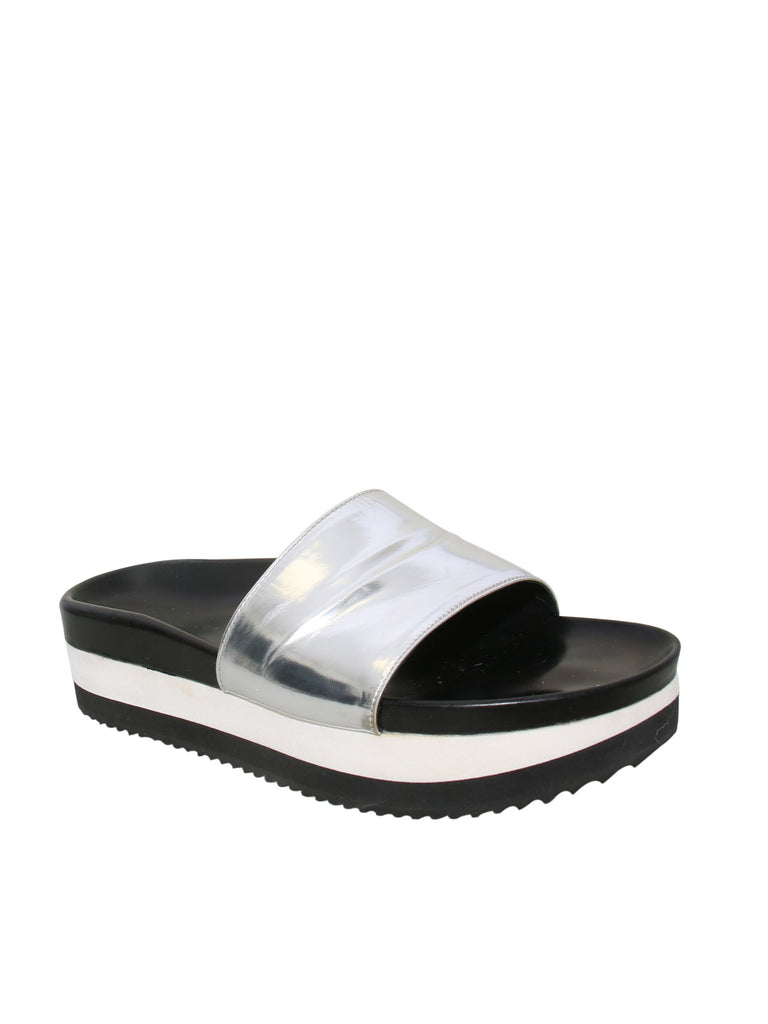 Barbara Bui Metallic Leather Slides
