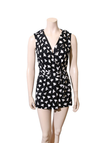 DVF Ashley Hooded Printed Silk Romper