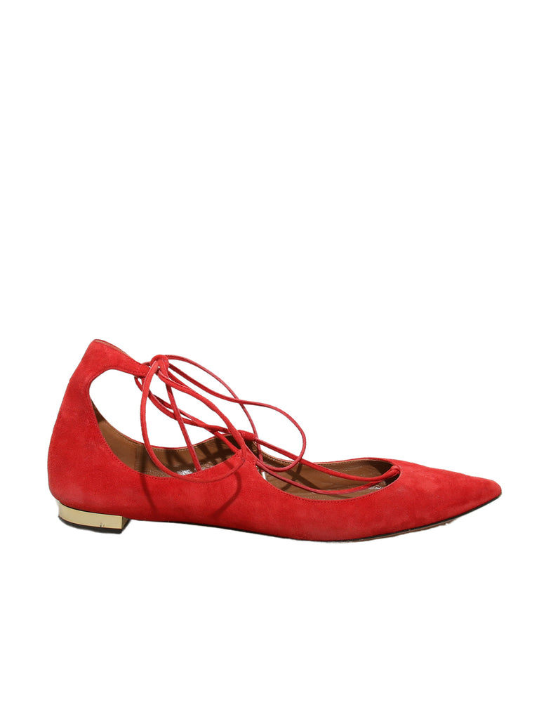 Aquazzura Suede Lace-Up Flats