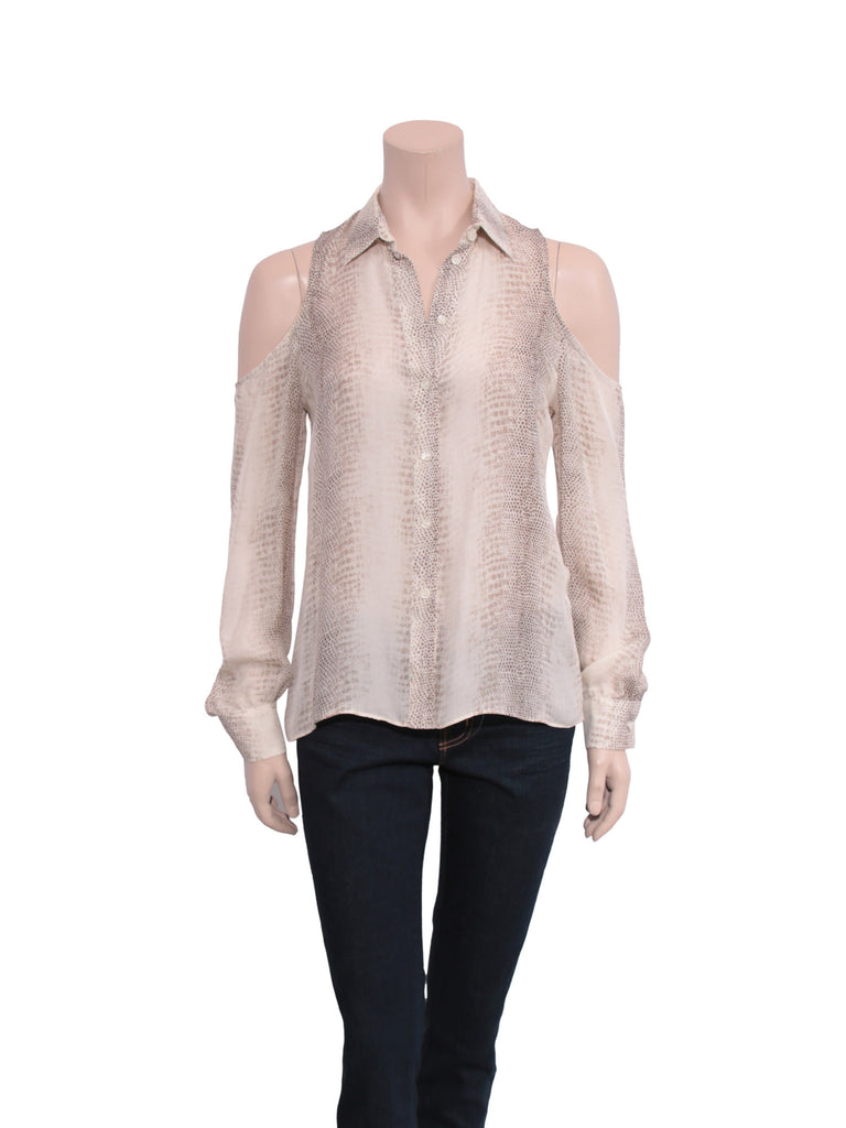 Parker Snake-Print Button-Up Blouse