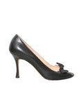 Manolo Blahnik Leather Peep-Toe Bow Pumps