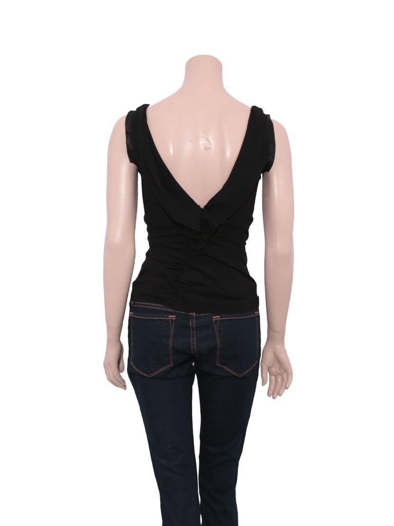 Prada V-Neck Ruffle Top