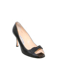 Manolo Blahnik Leather Peep-Toe Bow Pumps