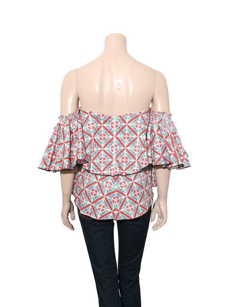 Caroline Constas Printed Off-The-Shoulder Top