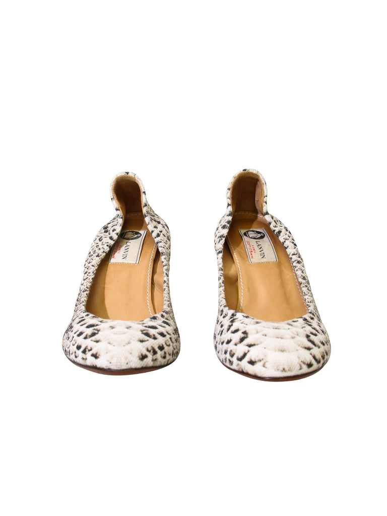 Lanvin Snakeskin Canvas Heels
