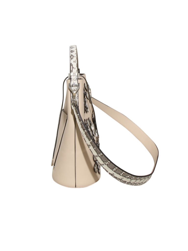 Leather Flower Applique Shoulder Bag