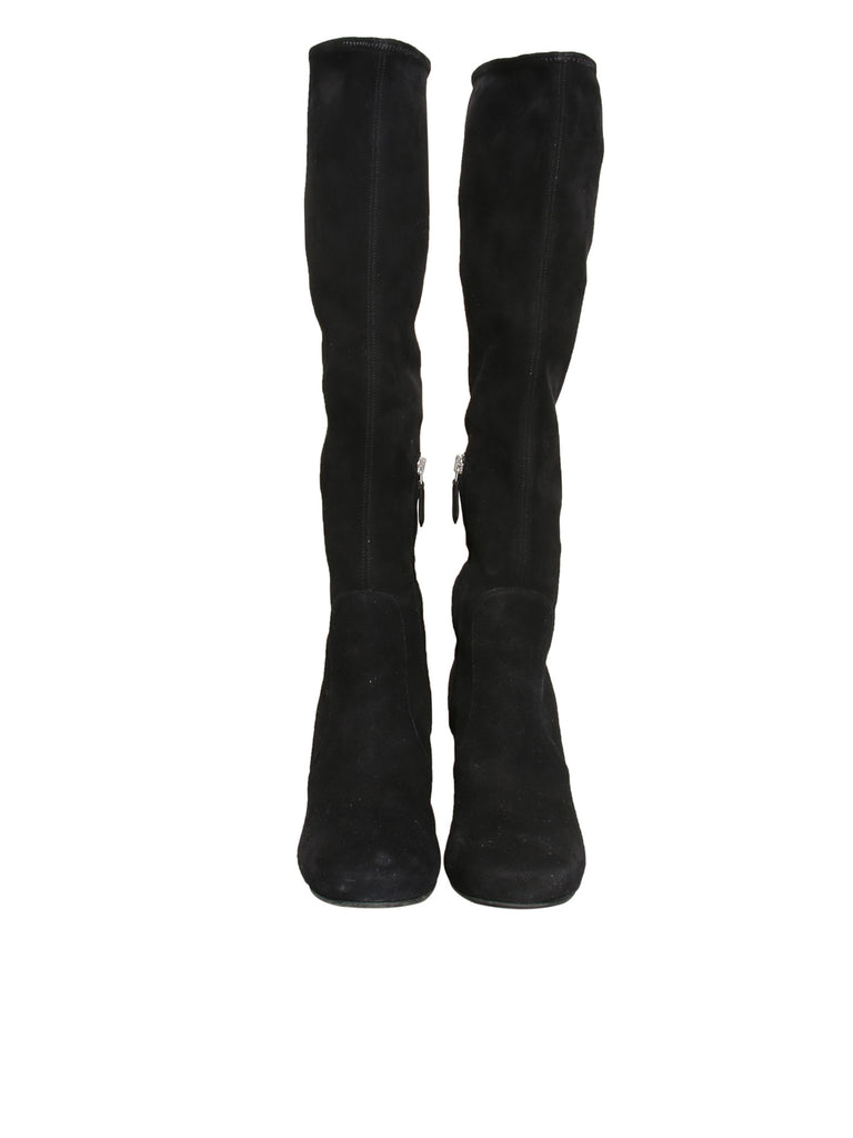 Prada Stretch Suede Knee-High Boots