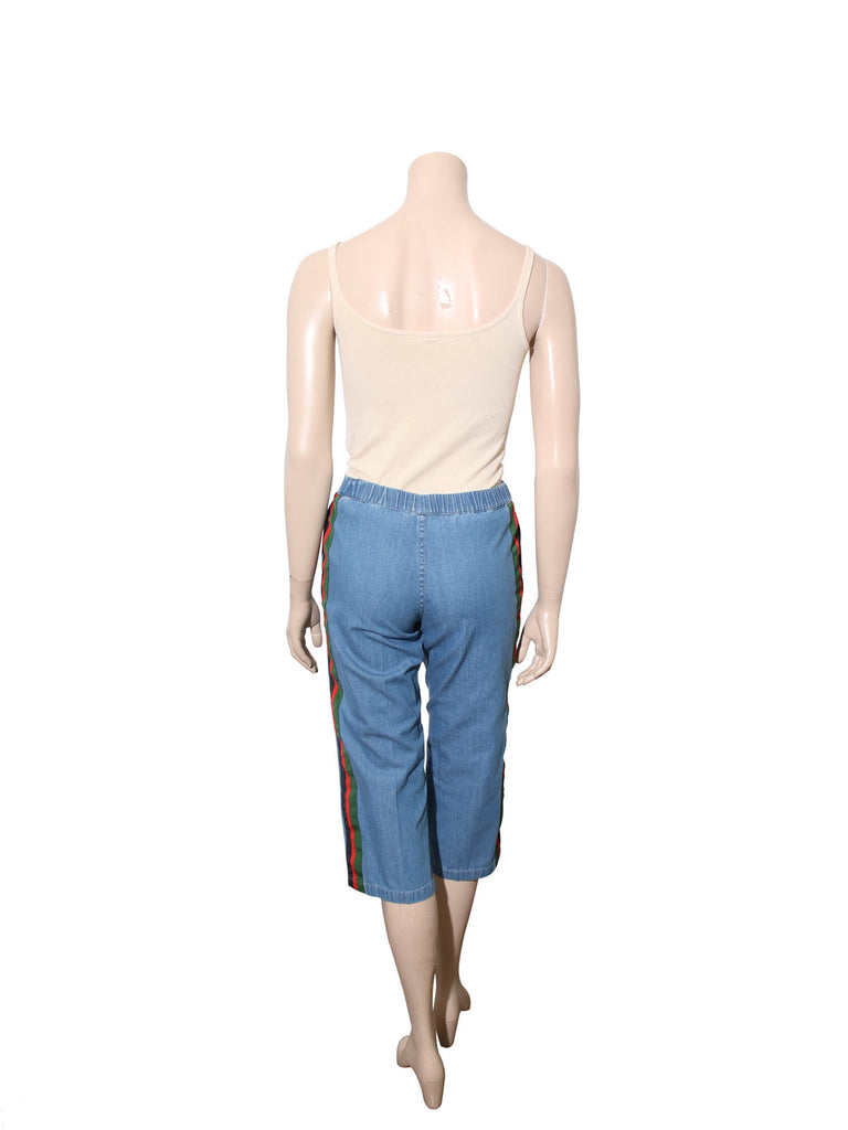 Gucci Denim Striped Cropped Pants