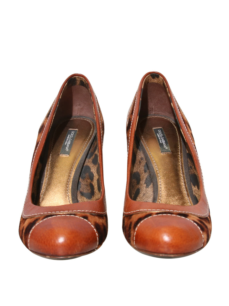 Dolce & Gabbana Leopard Print Pony Hair Pumps