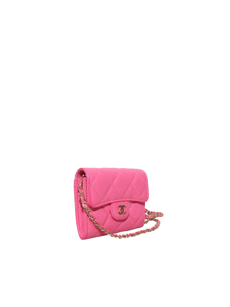 Chanel 2021 Quilted Card Holder on a Chain
