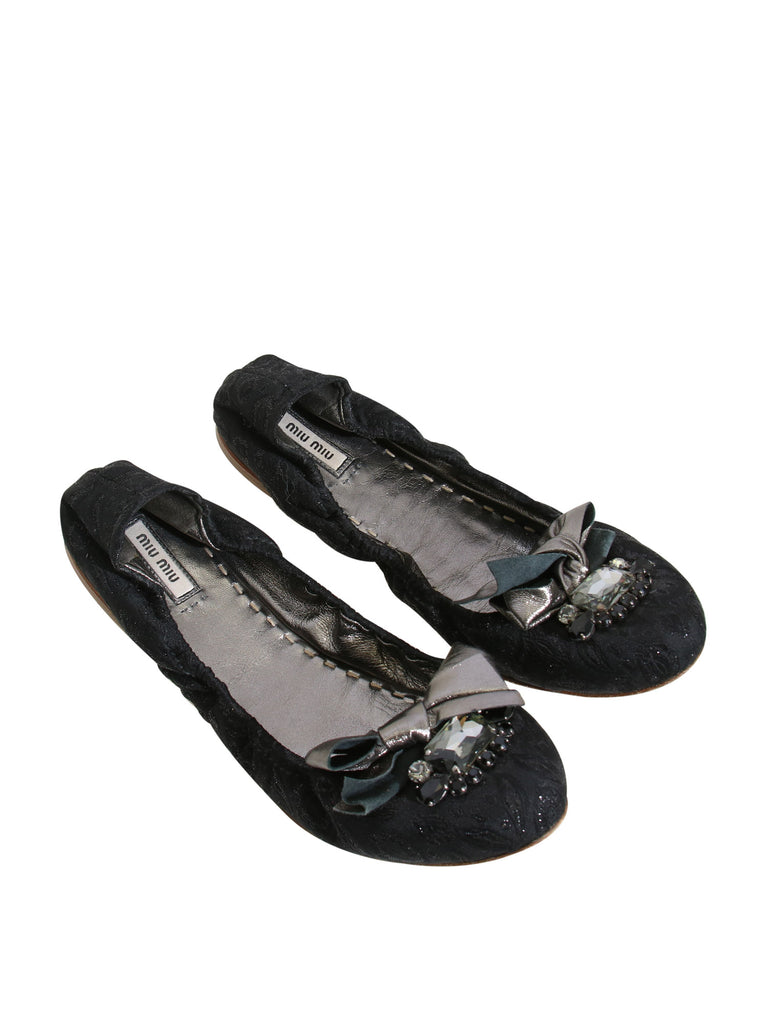 Miu Miu Embellished Ballet Flats