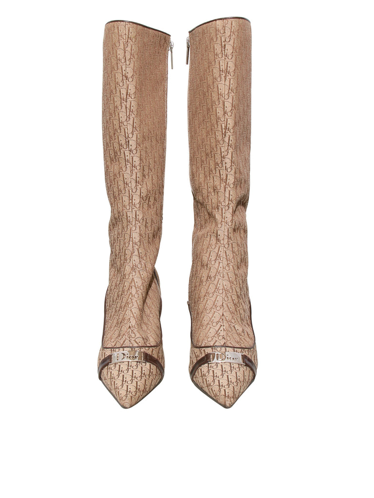 Christian Dior Diorissimo Canvas Pointed Boots