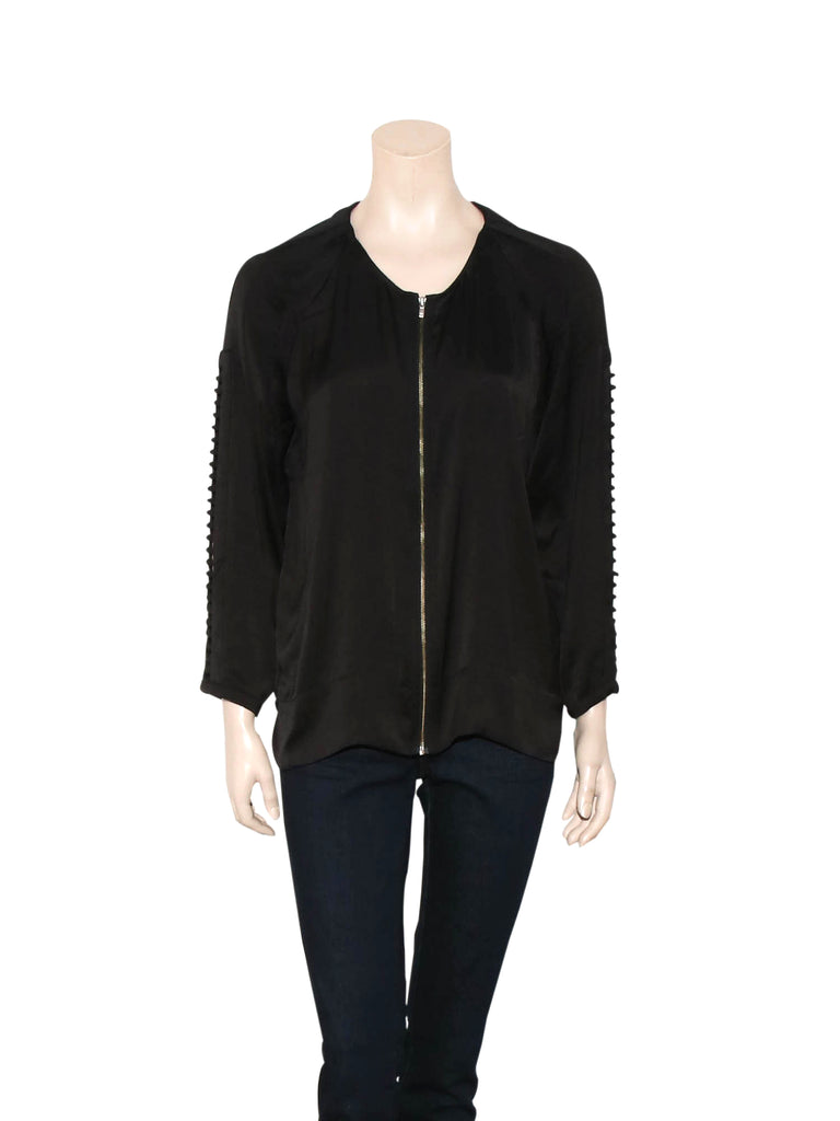 Iro Cut-Out Sleeve Silk-Feel Cardi