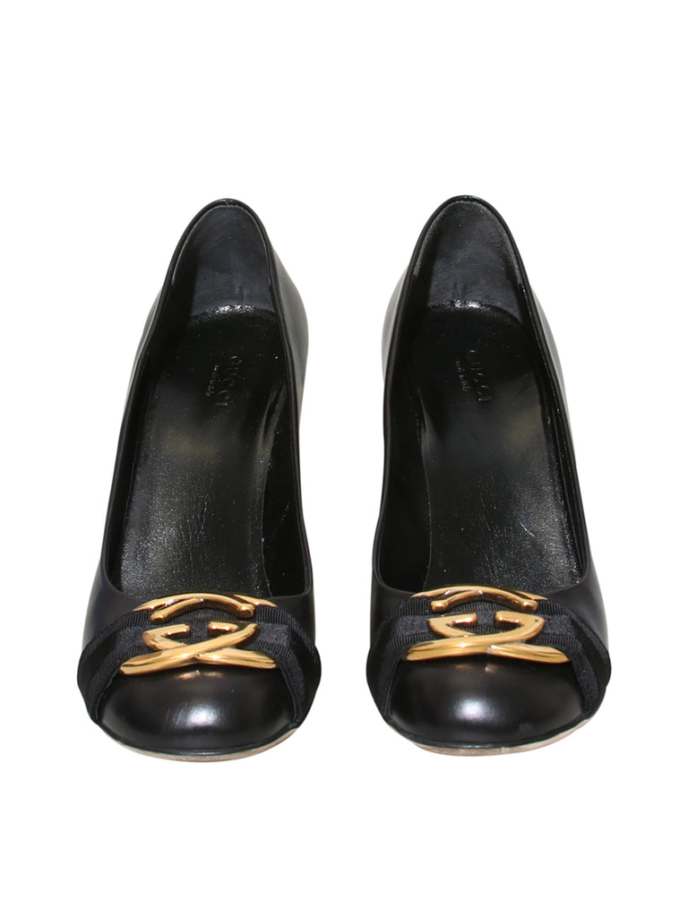 Gucci Logo Leather Pumps