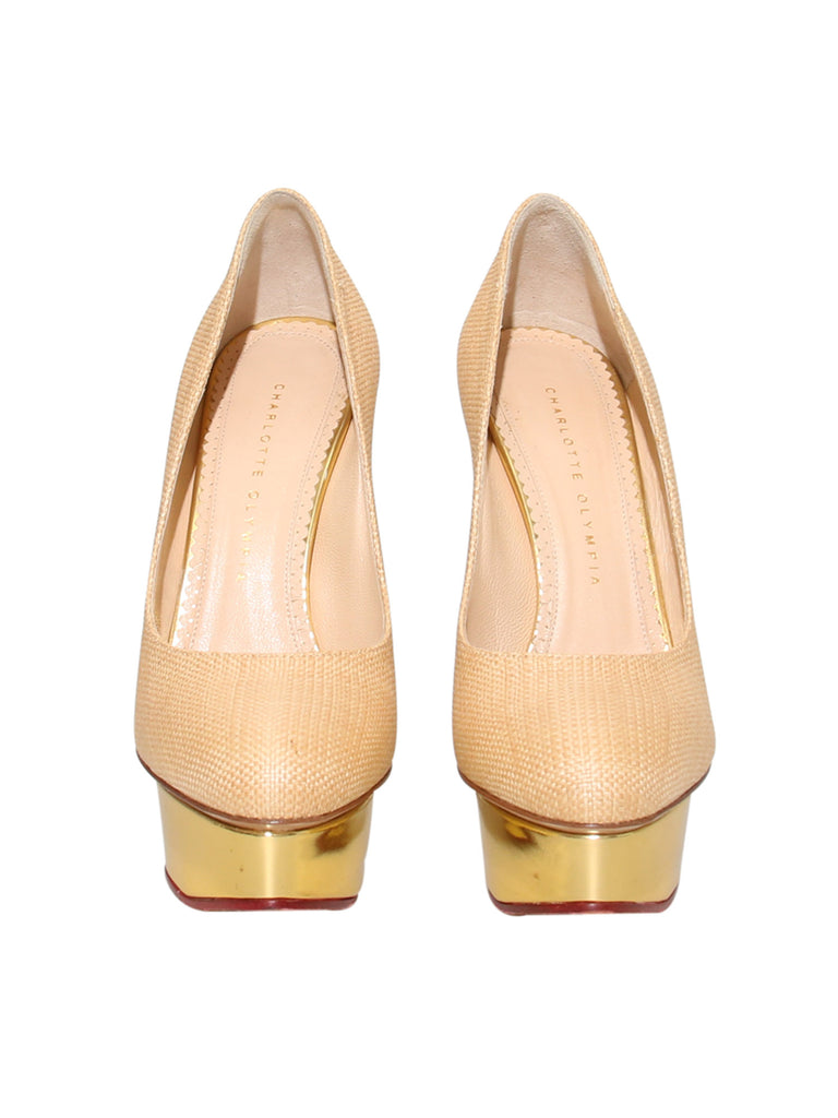 Charlotte Olympia Raffia Platform Pumps