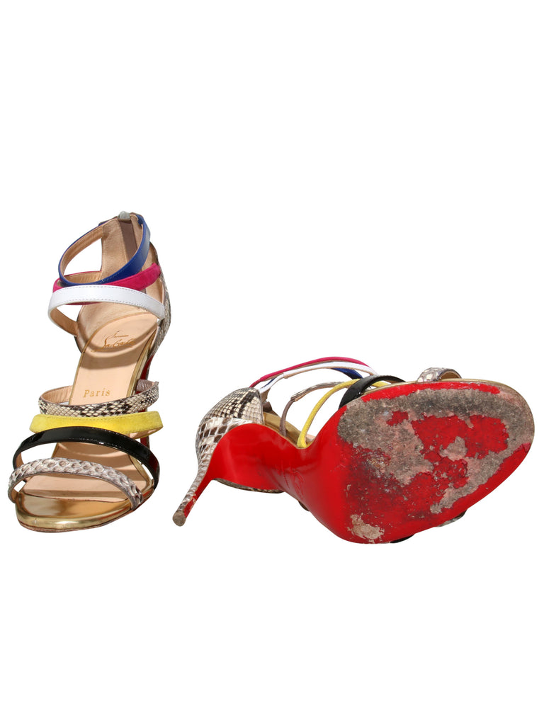 Mariniere 100 Mutlicolor Strappy Python Sandals