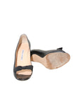 Manolo Blahnik Leather Peep-Toe Bow Pumps
