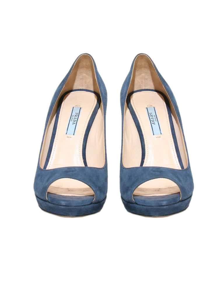 Prada Suede Peep-Toe Pumps