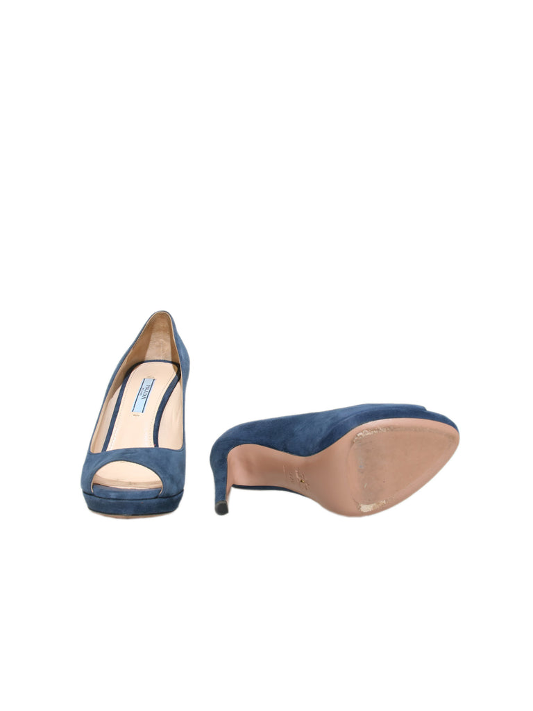 Prada Suede Peep-Toe Pumps