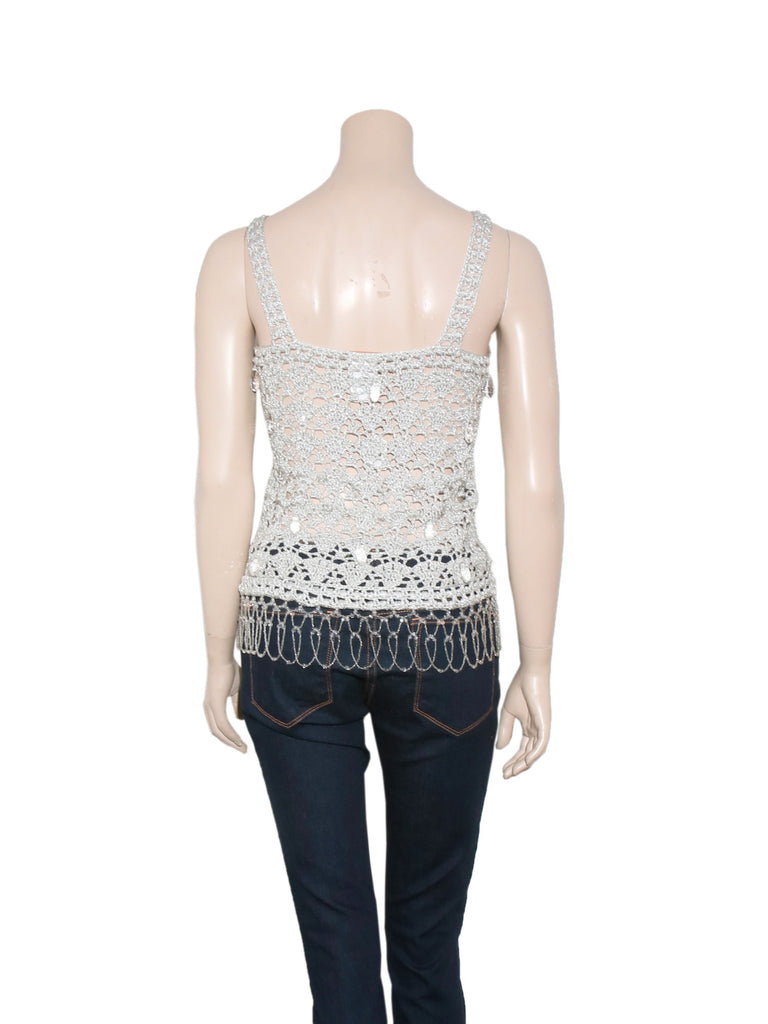 Galliano Crochet Shimmer Sleeveless Top