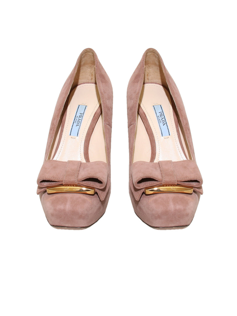 Prada Suede Bow Pumps