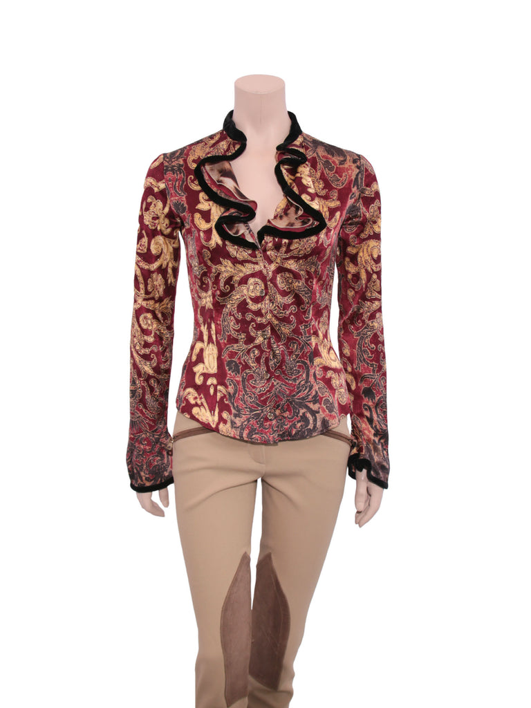 Roberto Cavalli Silk Ruffle Top