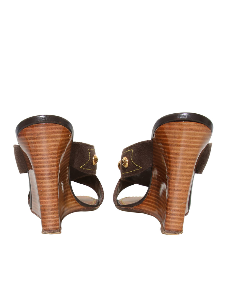 Louis Vuitton Studded Wedge Slide Sandals