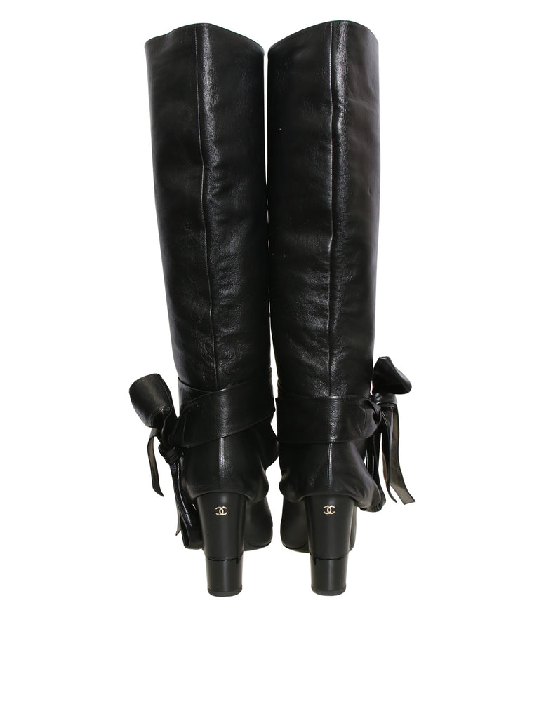 Chanel Leather Bow Boots