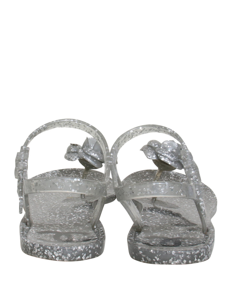 Camellia Accent Rubber Flat Sandals