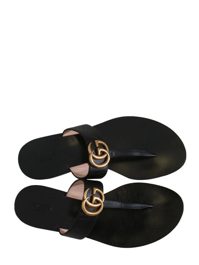 Gucci Marmont Logo-Embellished Leather Sandals