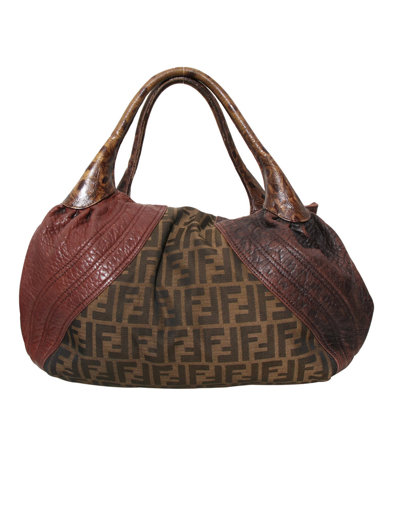 Fendi Leather-Trimmed Zucca Spy Bag