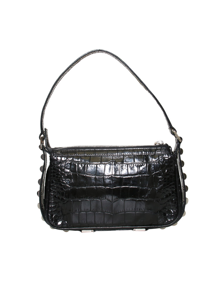 Versace Vintage Embossed Leather Shoulder Bag