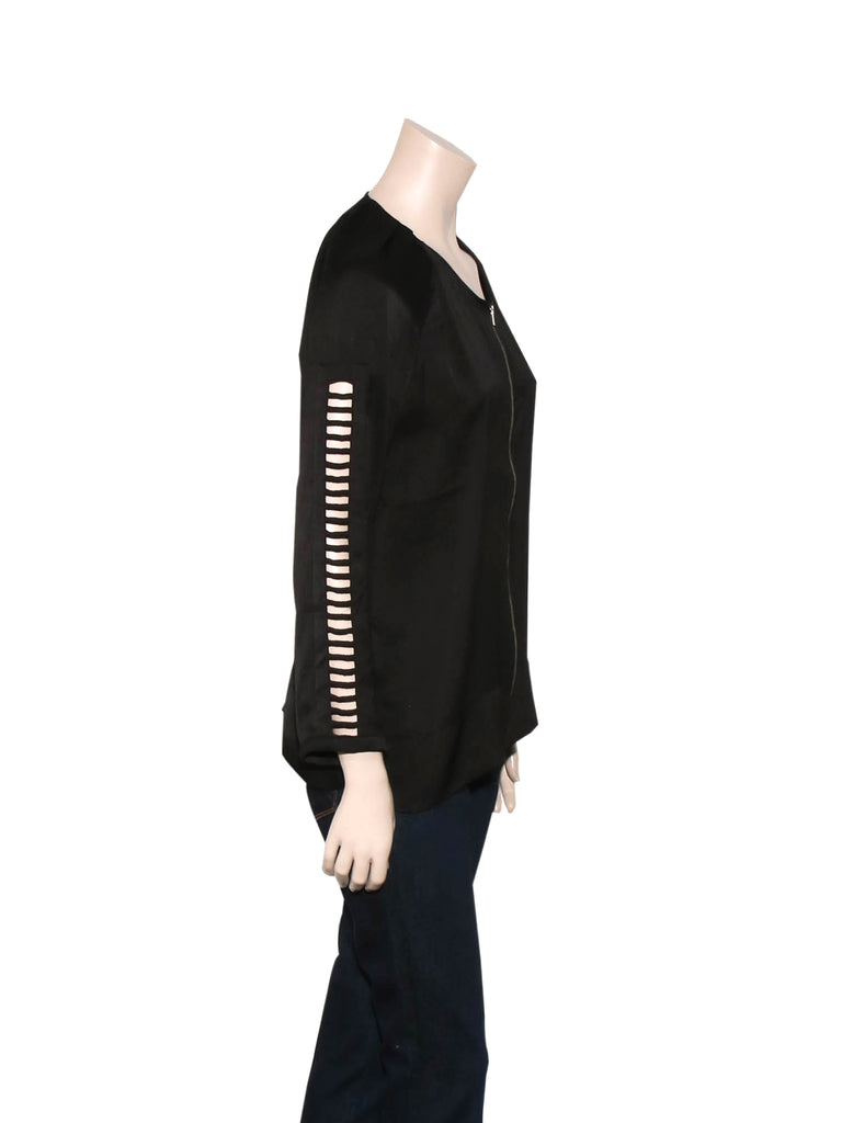 Iro Cut-Out Sleeve Silk-Feel Cardi