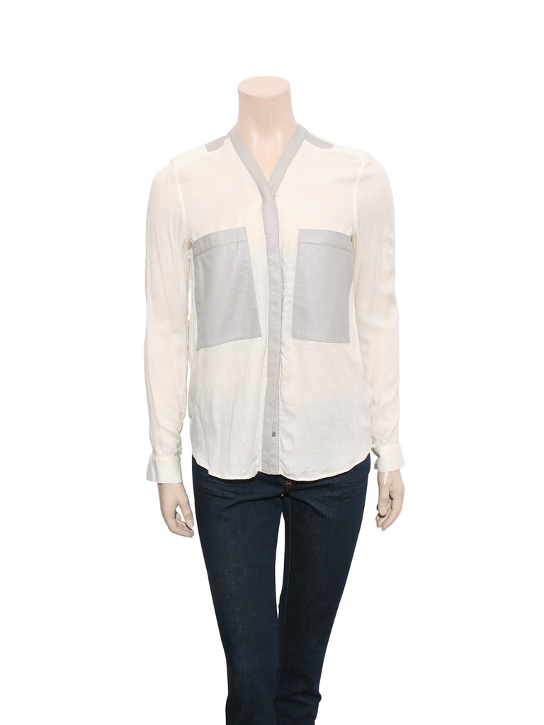 Helmut Lang Leather Detail Blouse